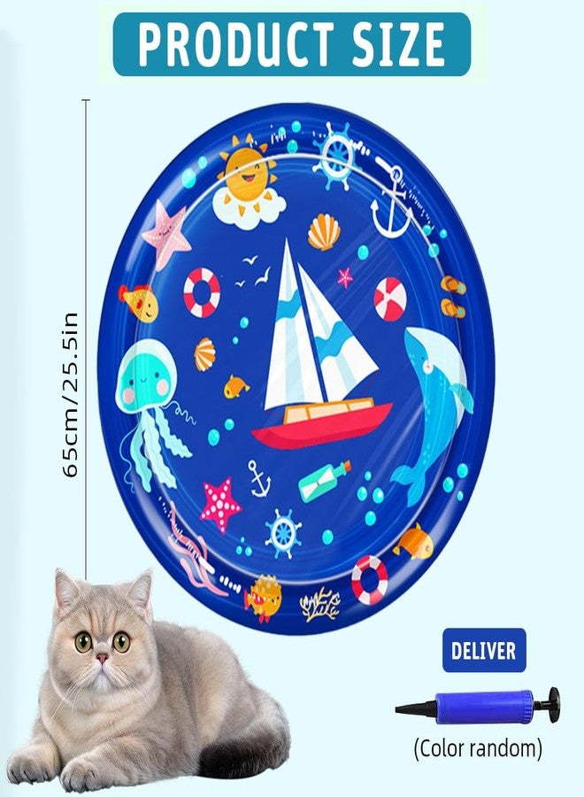 Qpets® Inflatable Pet Cooling Water Pad, Cartoon Mat for Dogs Cats, Summer Self-Cooling Relief Bed with Water Fill, Non-Toxic, Manual Air Pump Included (25.5in) - Image 2